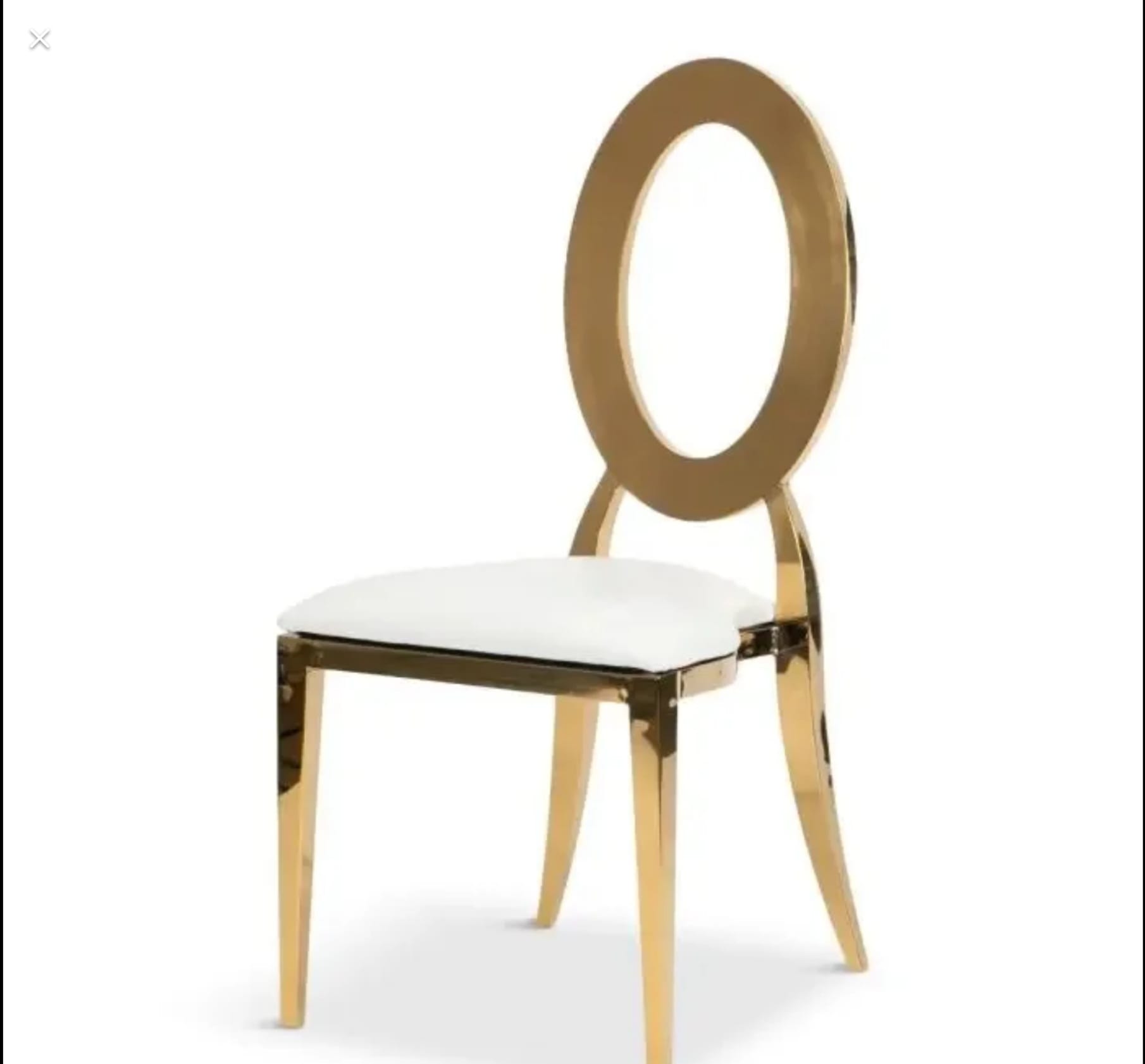 Classic Gold Circle chair with gold ring back and white cushion